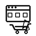 Ícone de e-commerce com loja online e carrinho de compras
