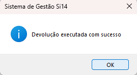 Devolver vendas e compras e conciliar os efeitos 3 Devolver vendas e compras e conciliar os efeitos — tela do Si14 com dados ocultados